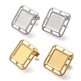 304 Stainless Steel Square Stud Earrings for Women