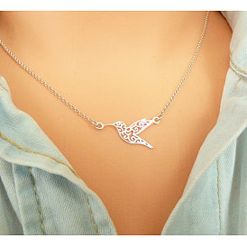 Titanium Steel Link Necklaces, Bird for Women