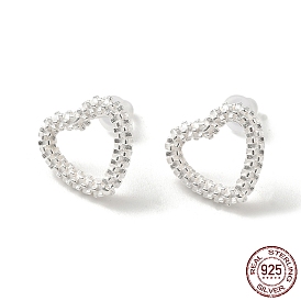 Heart 925 Sterling Silver Stud Earrings for Women