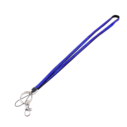 Schlüsselband für Kartenhalter aus Polyester, mit Harz-Strasssteinen und Karabinerverschluss aus Legierung