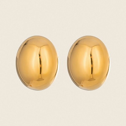 Минималистичные овальные серьги-гвоздики из нержавеющей стали, зеркальная полировка