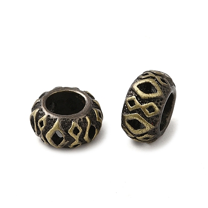 Tibetan Style Rack Plating Brass European Bead, Long-Lasting Plated, Large Hole Beads, Rondelle