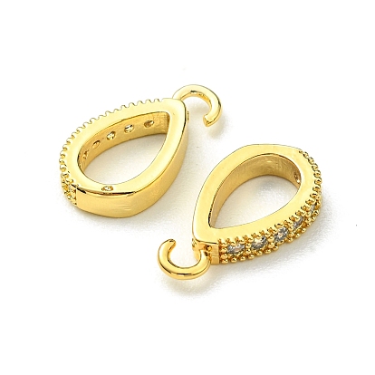 Brass Micro Pave Clear Cubic Zirconia Pendants, Teardrop