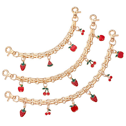3 шт. 3 стили сплав красная эмаль фруктовый брелок алюминиевый кошелек декоративные цепочки