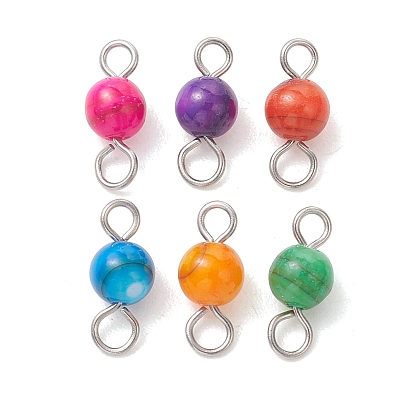 Окрашенные натуральные пресноводные ракушки, круглые соединительные звенья, подвески, с 304 петлями из нержавеющей стали, разноцветные