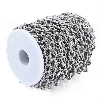 Handmade Alloy Oval Link Chains, with Spool, Cadmium Free & Nickel Free & Lead Free, Unwelded