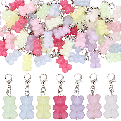 60шт. медведи акриловые подвесные украшения, с цинковым сплавом застежками омаров коготь