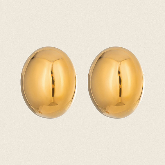 Минималистичные овальные серьги-гвоздики из нержавеющей стали, зеркальная полировка