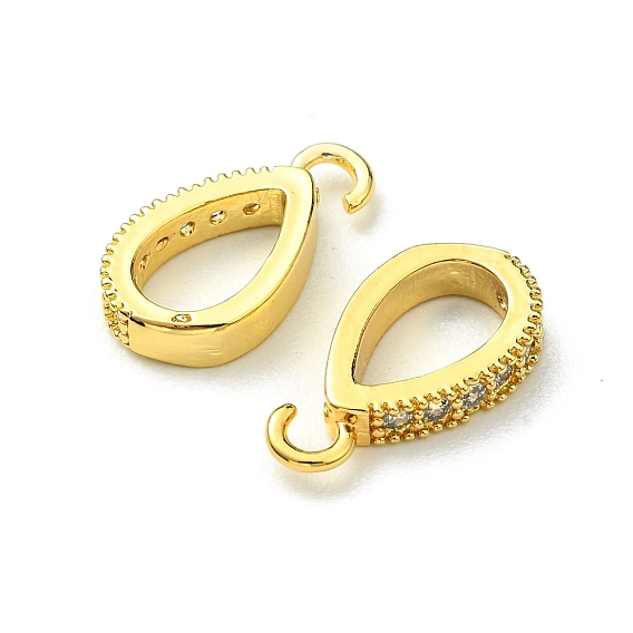 Brass Micro Pave Clear Cubic Zirconia Pendants, Teardrop