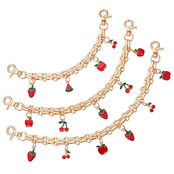 3 шт. 3 стили сплав красная эмаль фруктовый брелок алюминиевый кошелек декоративные цепочки