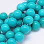Natural Magnesite Round Bead Strands, Dyed & Heated, Medium Turquoise