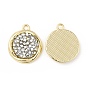 Rhinestone Pendants, with Light Gold Plated Brass Findings, Flat Round, Cadmium Free & Lead Free