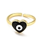 Enamel Heart with Evil Eye Open Cuff Ring, Gold Plated Brass Jewelry for Women, Cadmium Free & Lead Free