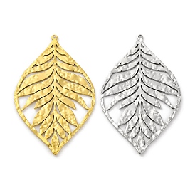 304 Stainless Steel Big Pendants, Leaf Charm