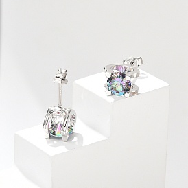 925 серьги-гвоздики из стерлингового серебра с муассанитом и стразами