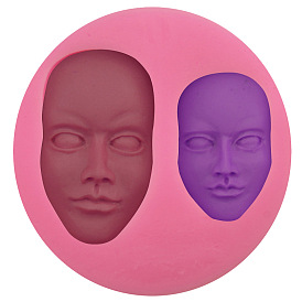 3D Girl & Man Face Food Grade Silicone Mold, for Fondant, Polymer Clay, Soap Making, Epoxy Resin, Doll Making