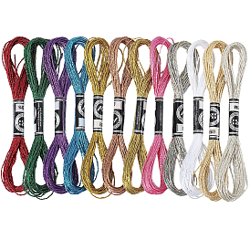 12 мотки 12 цвета 12 мулине для вышивания из металлизированного полиэстера, блестящие нитки для вышивки крестиком для рукоделия, ручная вышивка, браслеты дружбы плетеная веревка