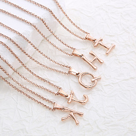 Ожерелья с подвесками из нержавеющей стали с буквами для женщин и мужчин, розовое золото 