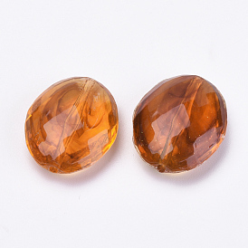 Acrylic Beads, Imitation Amber, Faceted, Oval