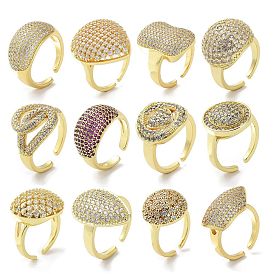 Brass with Cubic Zirconia Open Cuff Rings for Women