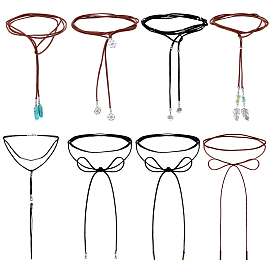 8 шт. 8 стили ожерелья с подвесками в виде дерева жизни из сплава и АБС-пластика с жемчугом и натуральным цветком, а также с амазонитовой крошкой и синтетической бирюзой, ожерелья из искусственной замши в богемном стиле