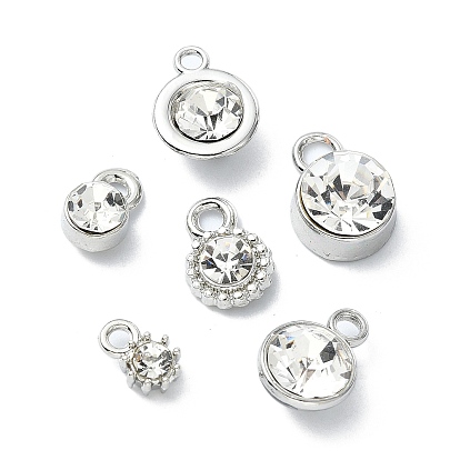 Подвески со стразами из сплава для крепления в стойку, плоско-круглые