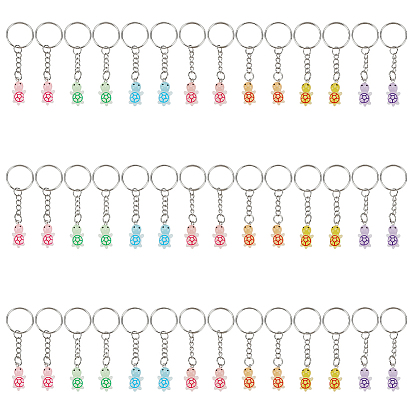 42шт. 7 цвета брелоки из смолы в виде черепахи, с железными разрезными брелоками, платина, светится в темноте