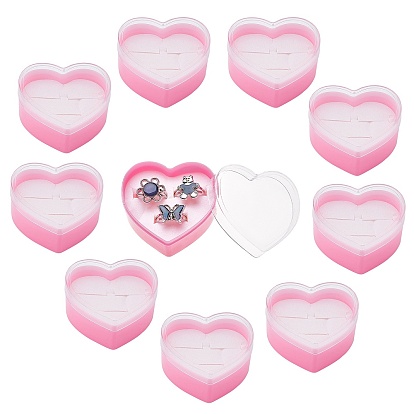 Caja de anillo de plástico, con la esponja, corazón