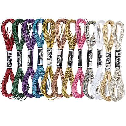 12 мотки 12 цвета 12 мулине для вышивания из металлизированного полиэстера, блестящие нитки для вышивки крестиком для рукоделия, ручная вышивка, браслеты дружбы плетеная веревка