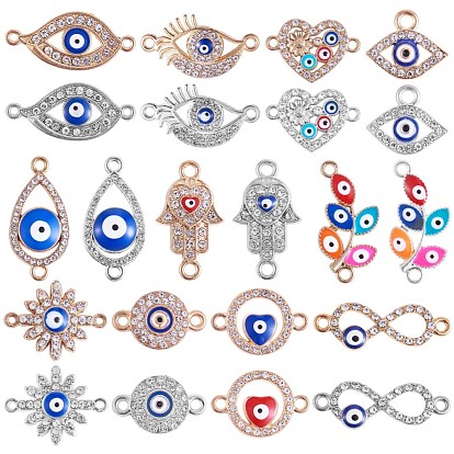 22Pcs Evil Eye Charm Connector Alloy Enamel Eye Charm Pendant Lucky Eye Charm for Jewelry Necklace Bracelet Earring Making Crafts