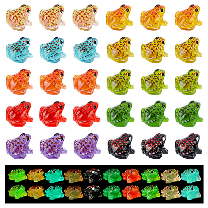 140 pièces 10 figurines de grenouilles lumineuses en plastique de couleurs ornementales, décoration de bureau à domicile micro paysage, brillent dans le noir