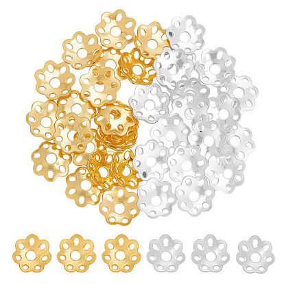 40 шт. 2 цвета 925 колпачки для бусин из стерлингового серебра, мульти-лепесток цветка