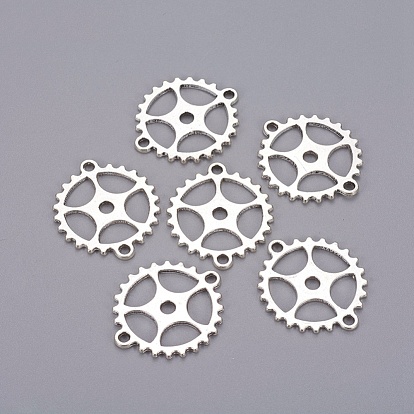 Steampunk Tibetan Style Links/Connectors, Cadmium Free & Lead Free, Cog Gear, 28x25x2mm, Hole: 2mm
