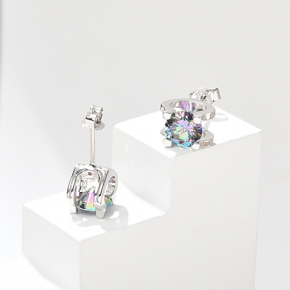 925 серьги-гвоздики из стерлингового серебра с муассанитом и стразами