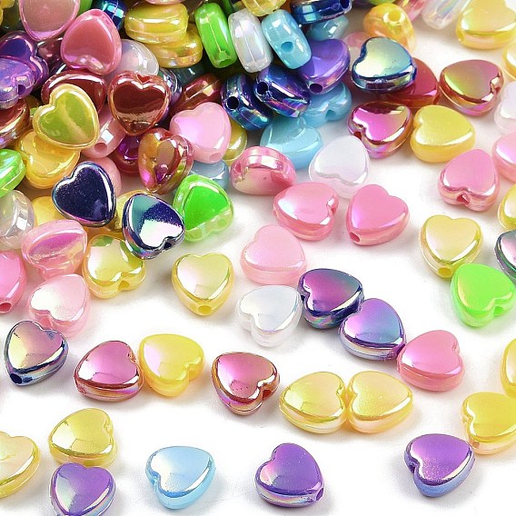 2631пластиковые бусины шт., сердце, с покрытием AB цвета
