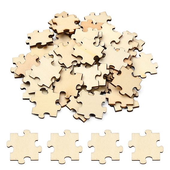 100pcs Holz Cabochons, Puzzle