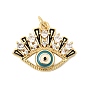 Латунные микропаве прозрачные подвески с фианитом, Злые чары глаз, долговечный, стойки покрытие, без свинца и без кадмия, с эмалью