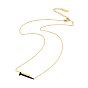 Rhinestone Nail Shape Pendant Necklace, Gold Plated 304 Stainless Steel Jewelry for Women