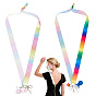 2 Rubans en polyester avec pendentifs en forme de fleur en alliage émaillé (pièces), robe longue à glissière, avec fermoir en S en acier inoxydable, fermoirs pivotants en alliage et clips en plastique