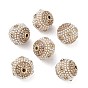 Golden Plated Alloy Rhinestone Beads, with ABS Imitation Pearl, Round