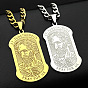 Religion 304 Stainless Steel Saint Jude Rectangle Dog Tag Pendant Necklaces for Men