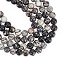 Natural Black Silk Stone/Netstone Round Bead Strands