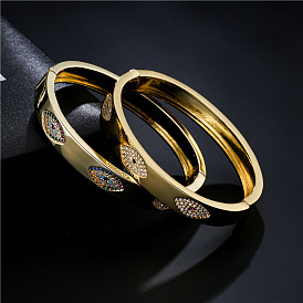18K Gold Plated Copper Bracelet with Devil Eye Design and Color Retention