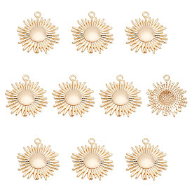 10Pcs Brass Solar Eclipse Pendants, Nickel Free, Sun