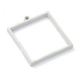 202 Stainless Steel Open Back Bezel Pendants, For DIY UV Resin, Epoxy Resin, Pressed Flower Jewelry, Square