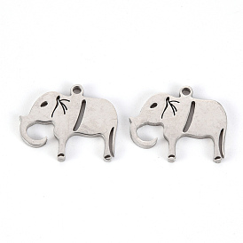 201 Stainless Steel Pendants, Laser Cut, Elephant