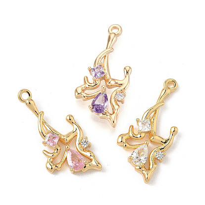 Латунные микро проложить кубического циркония подвески, бабочка, реальный 18 k позолоченный