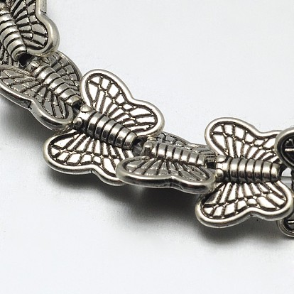 Tibetan Style Butterfly Alloy Bead Strands, Lead Free & Cadmium Free, 9x10.5x3mm, Hole: 2mm, about 30pcs/strand, 8 inch