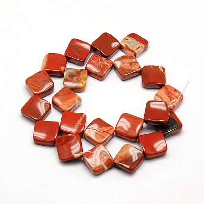 Natural Red Jasper Beads Strands, Dyed, Twisted Rhombus