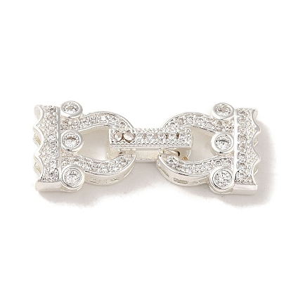 Placage en rack laiton pavé de zircone cubique transparente fermoirs rabattables, plaqué longue durée, sans cadmium et sans plomb